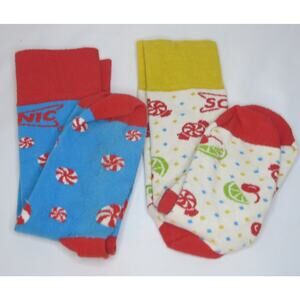 SONIC DRIVE IN 2 Pairs Crew Socks Mints Cherry Limeade Blue Multi One Size Adult